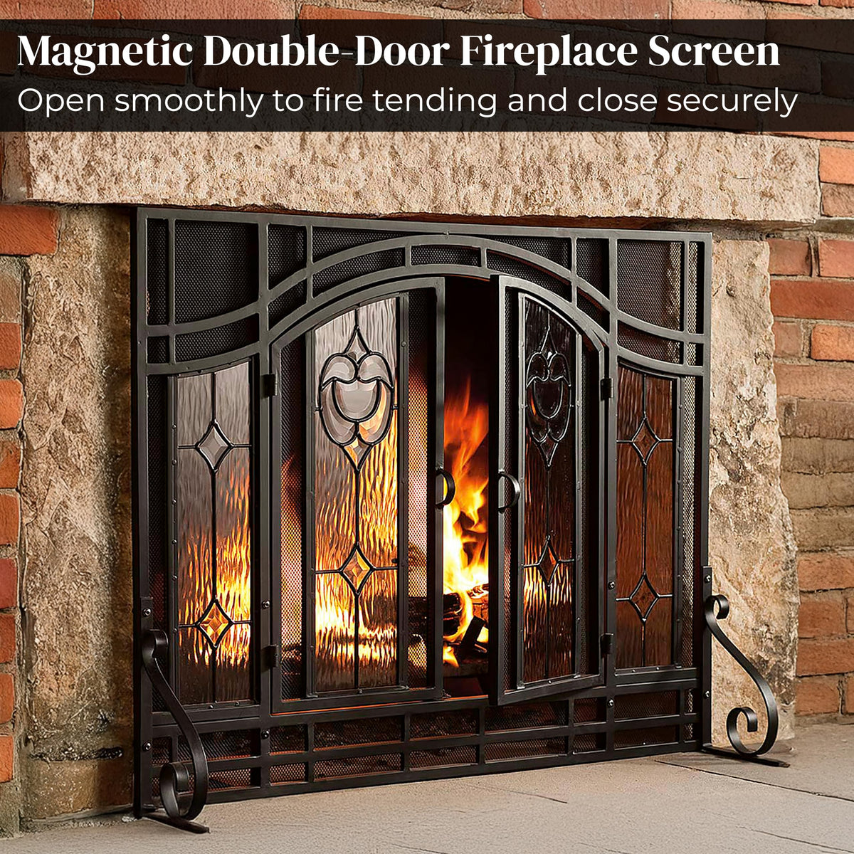 Black Metal Fireplace Screen T252