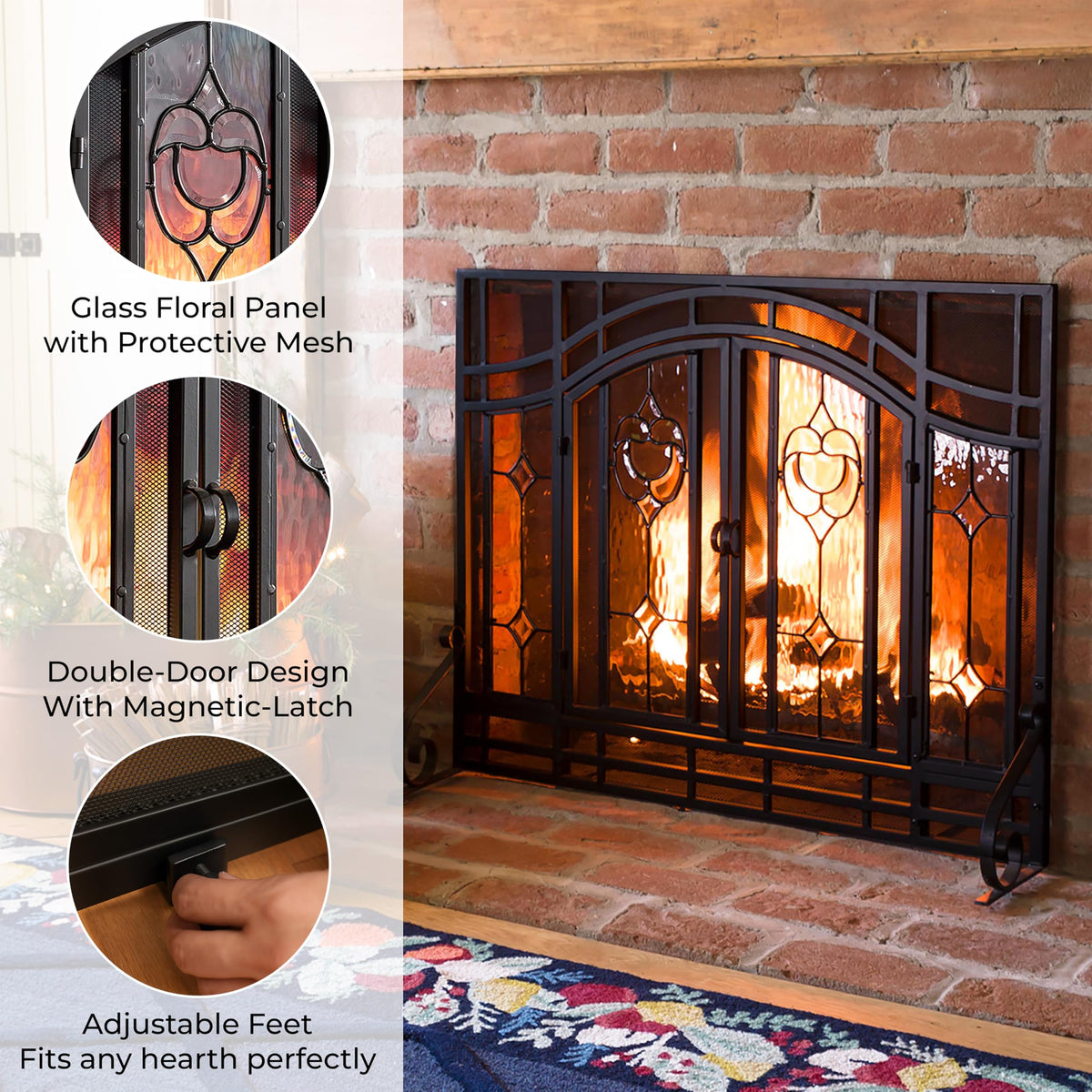 Black Metal Fireplace Screen T252