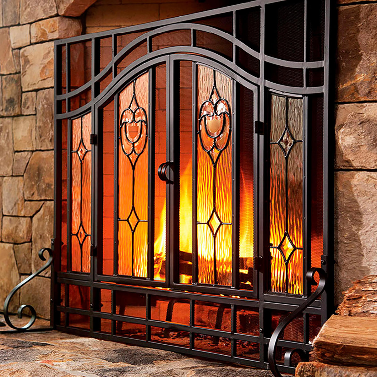 Black Metal Fireplace Screen T252