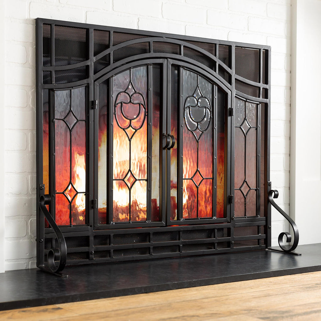 Black Metal Fireplace Screen T252