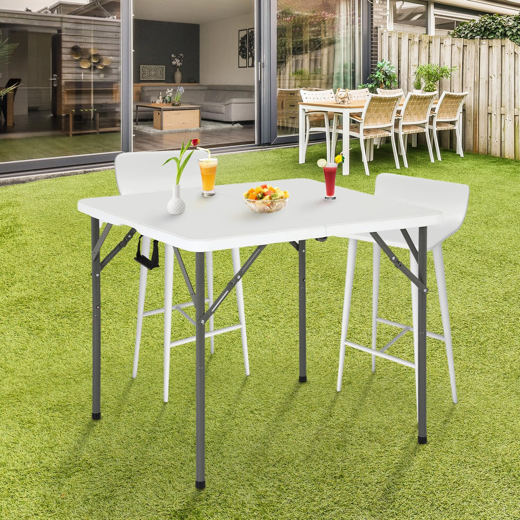 34" White Portable Plastic Folding Table Q755