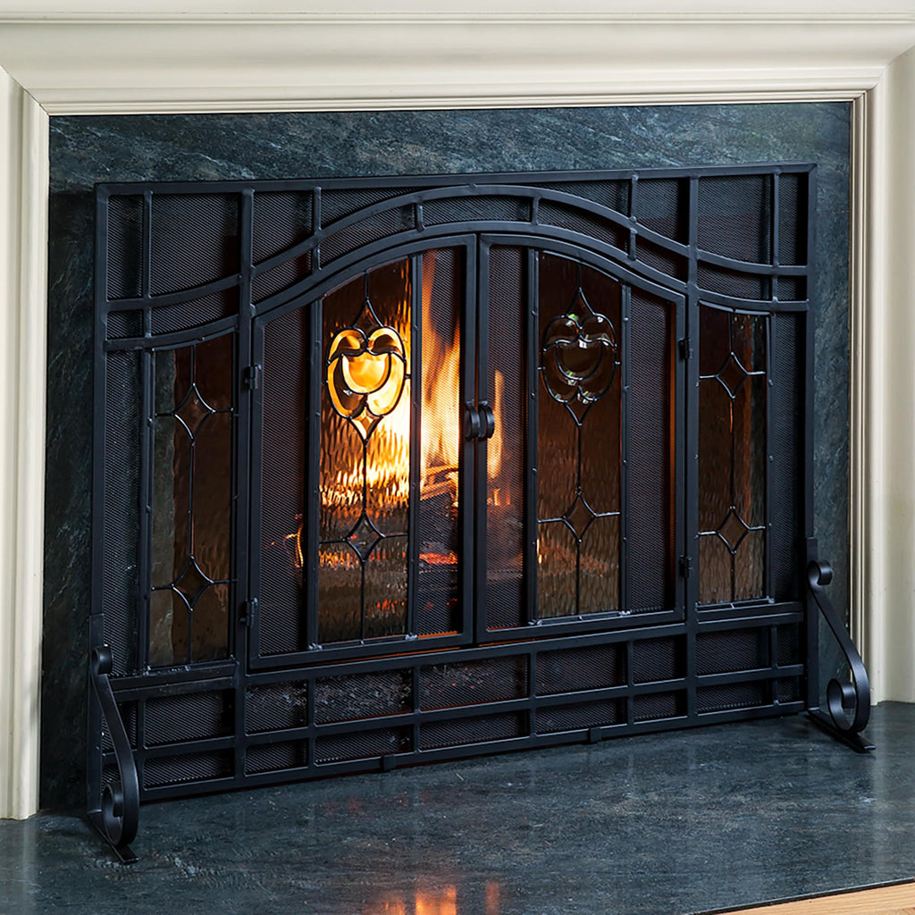 Black Metal Fireplace Screen T252