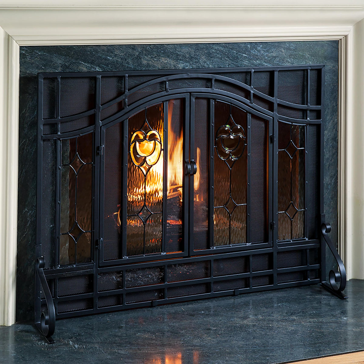 Black Metal Fireplace Screen T252