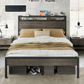 Full Size Metal Bed Frame with Charging Station K849