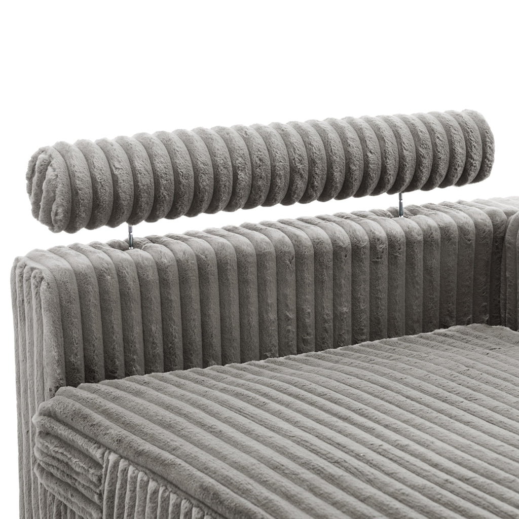 Oversized Faux Fur Upholstered Chaise Lounge Chair with Left Armrest M4899