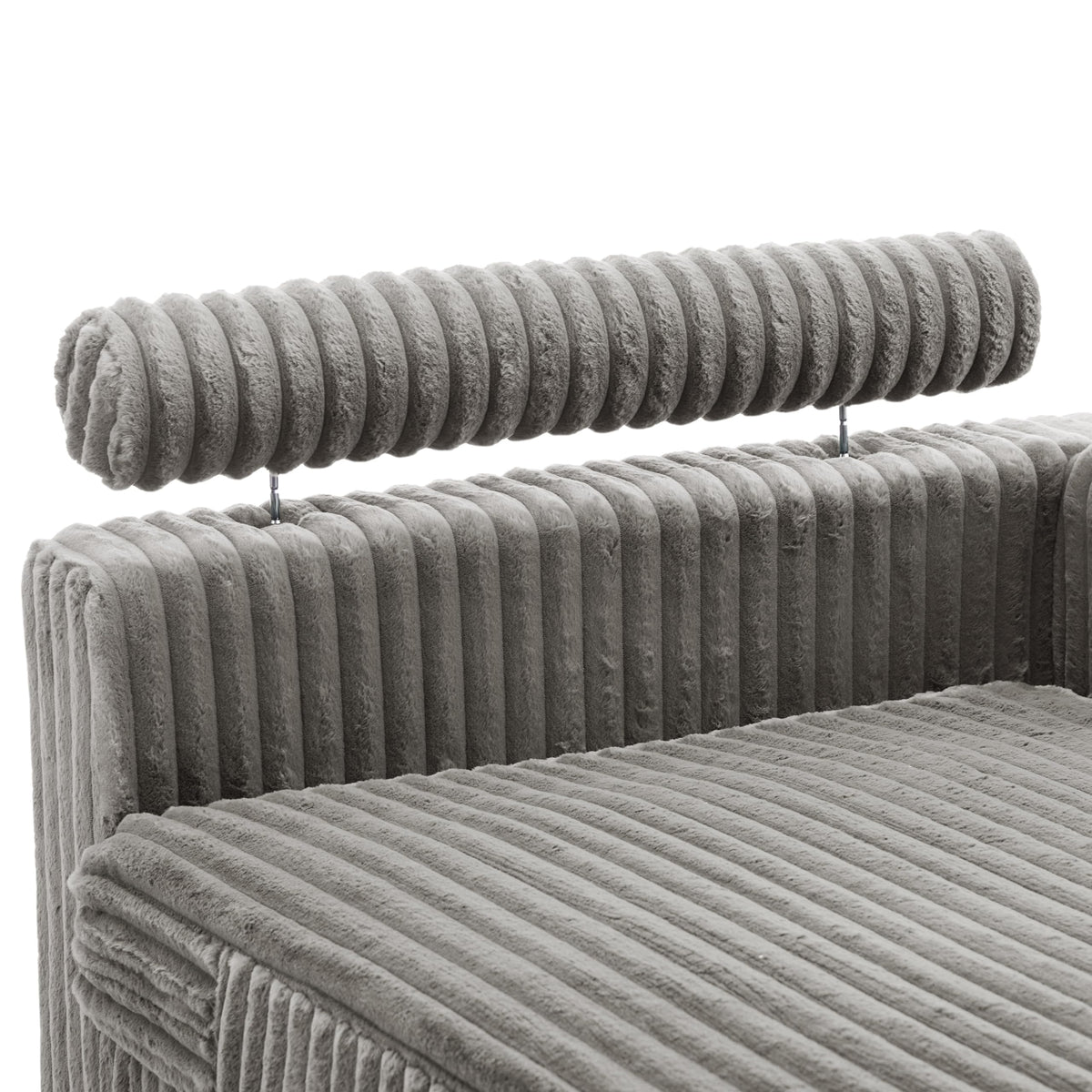 Oversized Faux Fur Upholstered Chaise Lounge Chair with Left Armrest M4899