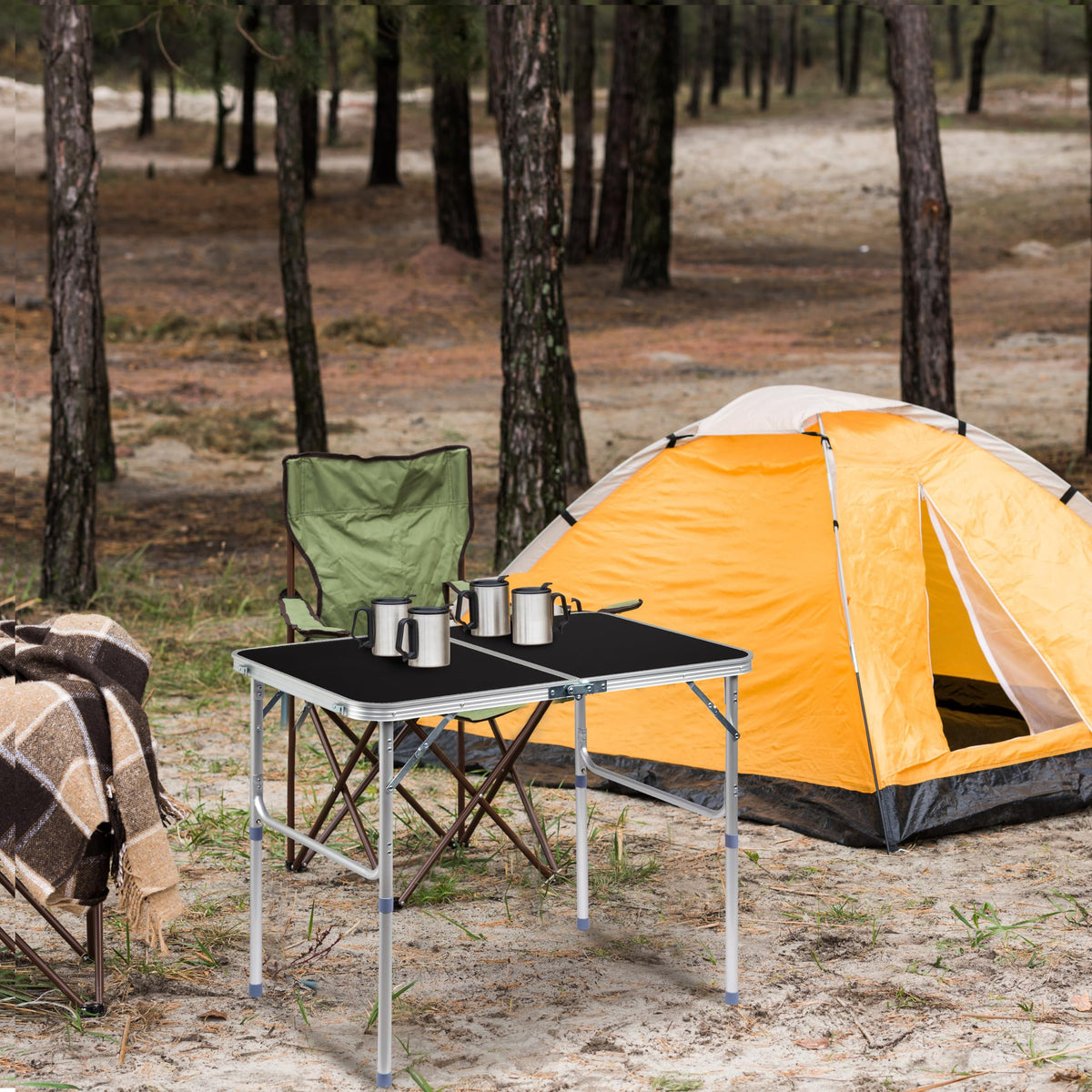 Portable Folding Camping Table Black W2393