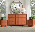 47" Wide 6 Drawer Dresser and Nightstand Set 3 Piece, Cherry N2676